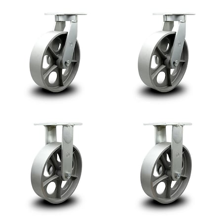 Service Caster 10 Inch Heavy Duty Semi Steel Cast Iron Wheel Caster Swivel 2 Rigid SCC, 2PK SCC-KP92S1030-SSR-2-R-2